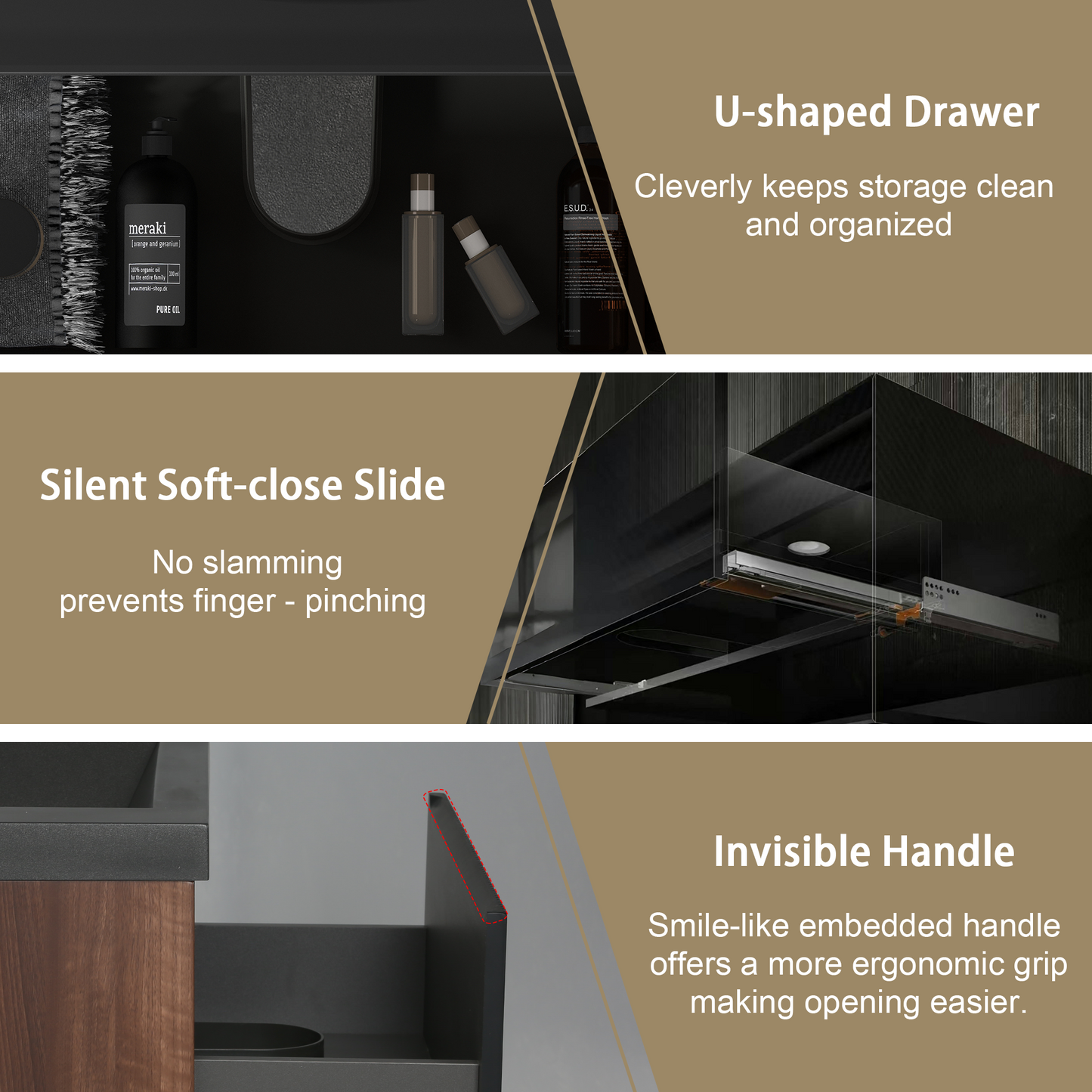 24" Liner - Floating Bathroom Vanity, Smoked Walnut & lnk Black V16-24WAB