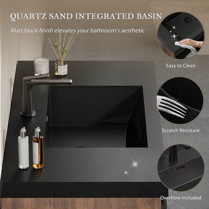 24" Liner - Floating Bathroom Vanity, Smoked Walnut & lnk Black V16-24WAB