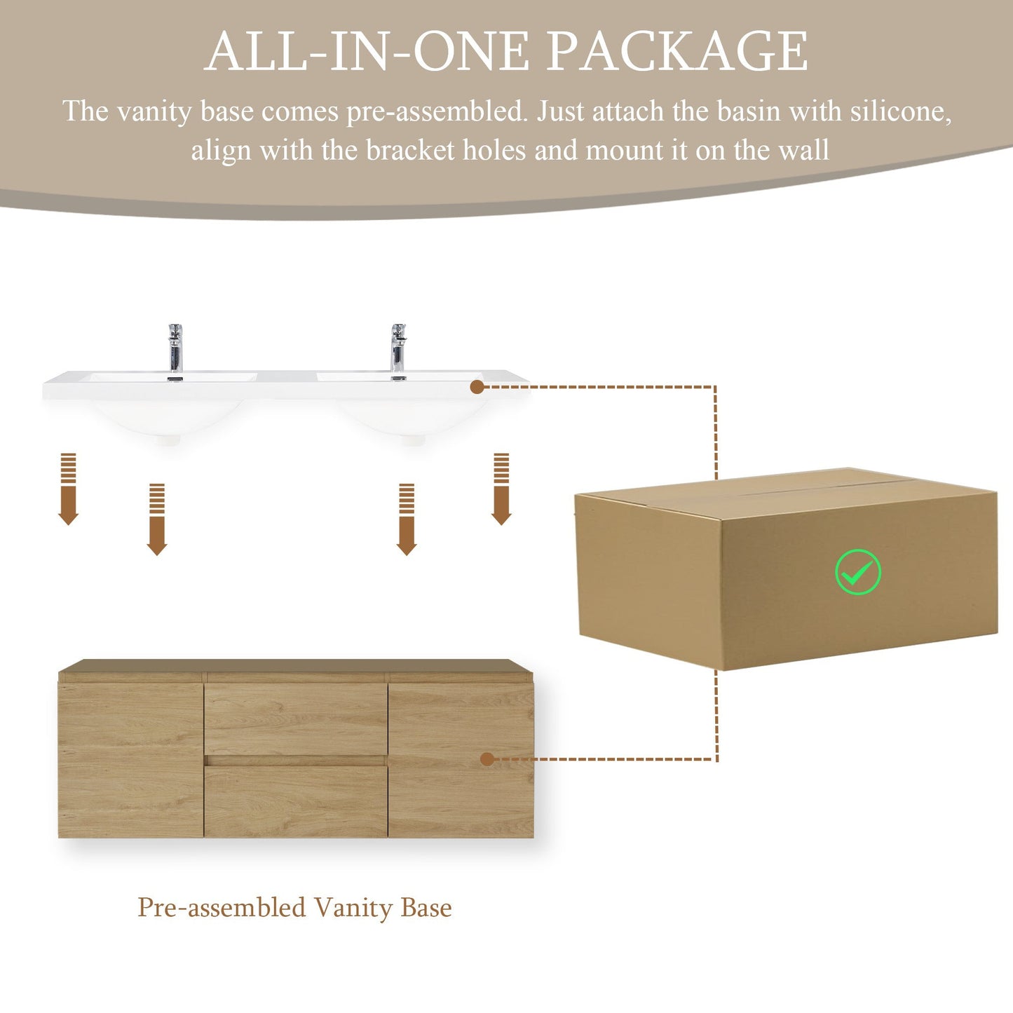 60" Angela - Floating Bathroom Vanity Single Sink Natural Oak V11-60SNO