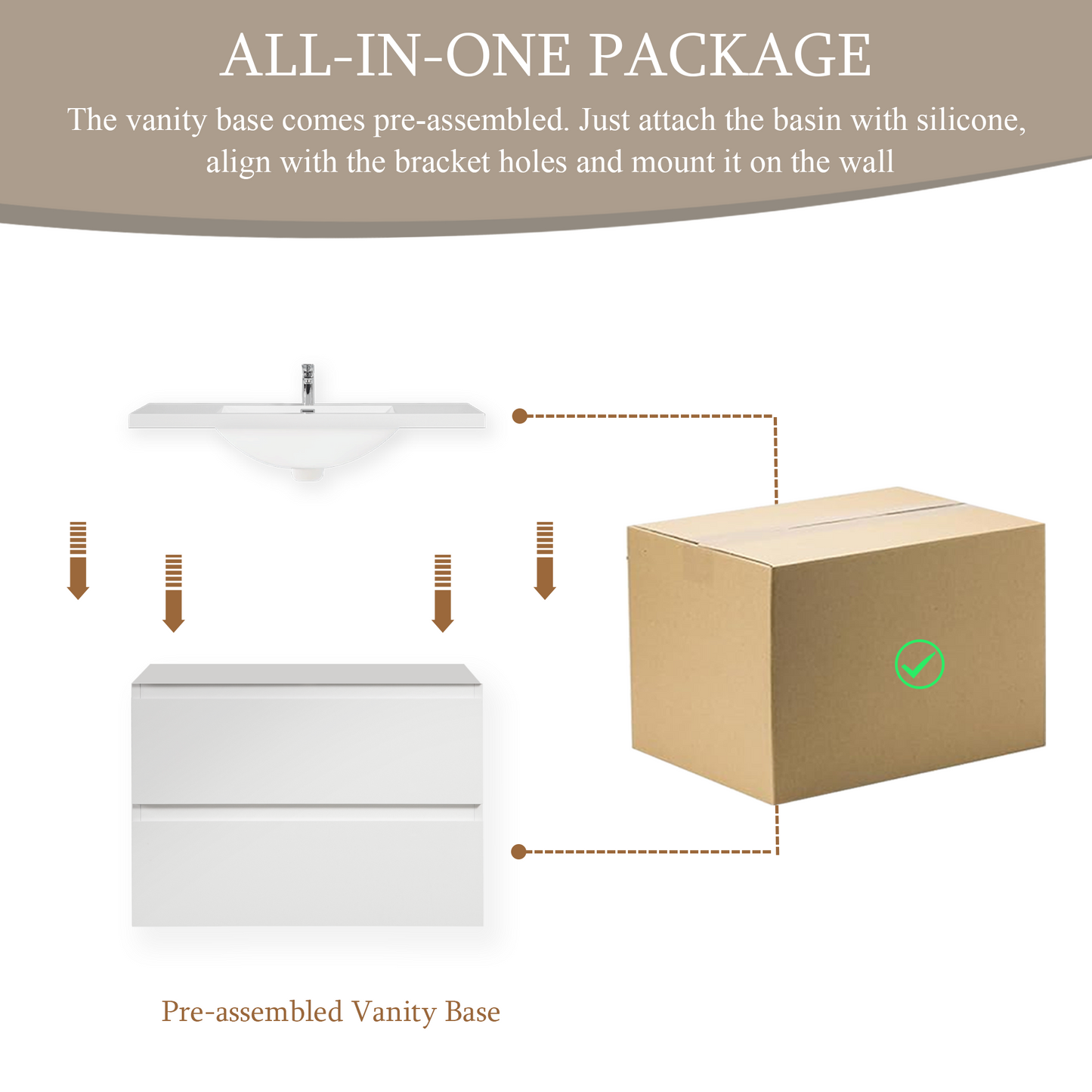 30" Angela - Floating Bathroom Vanity Glossy White V11-30GW