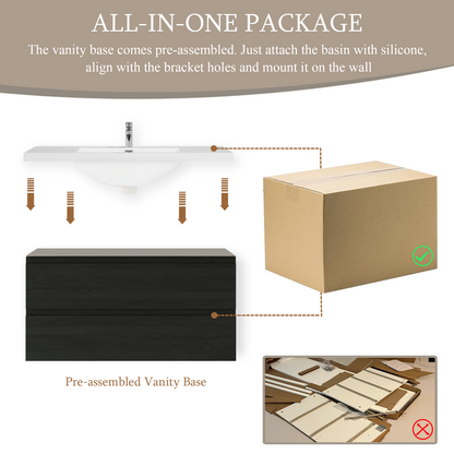 48" Angela - Floating Bathroom Vanity Espresso Wood V11-48EW