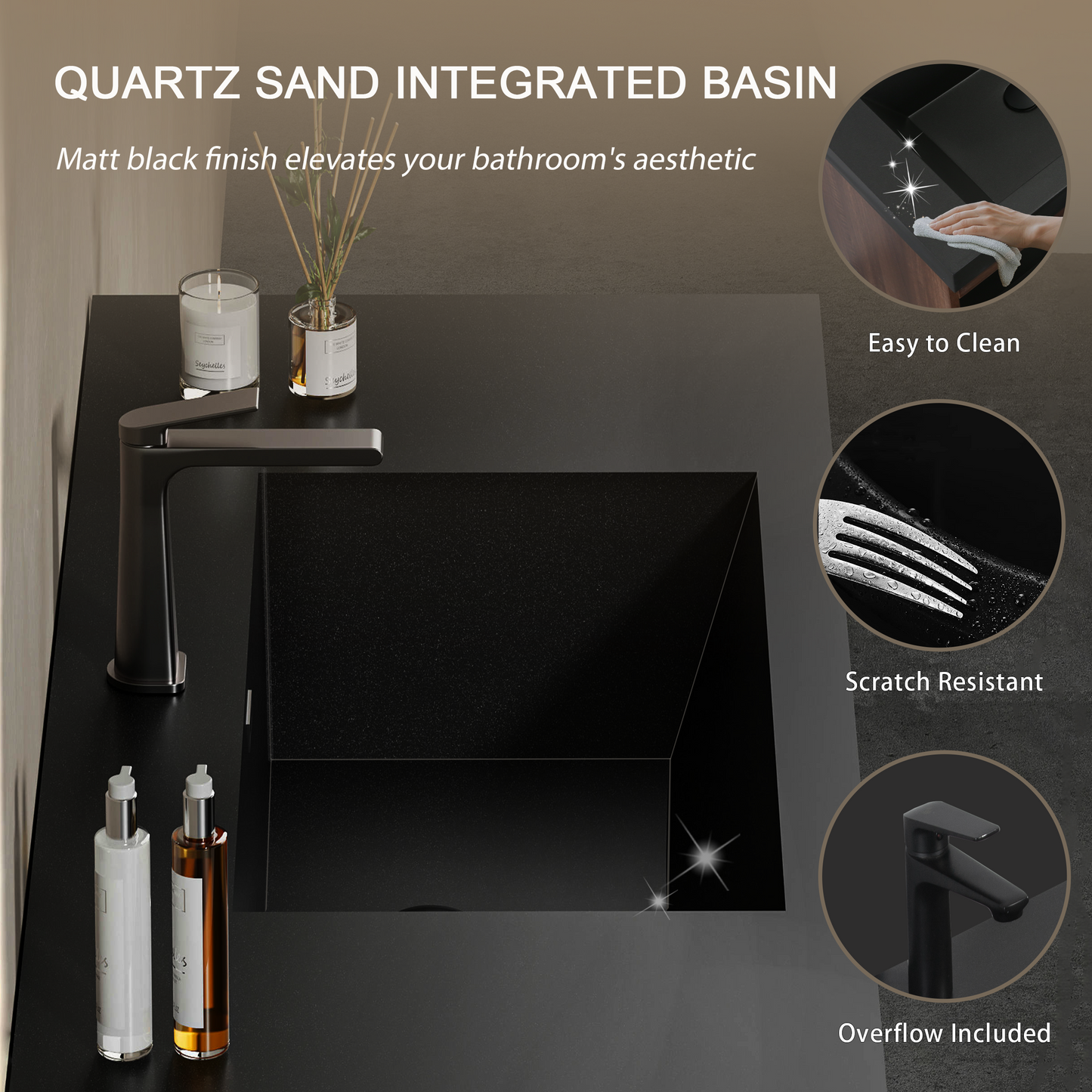 60" Liner - Floating Bathroom Vanity Integrated Double Basin, Smoked Walnut & lnk Black V16-60WAB