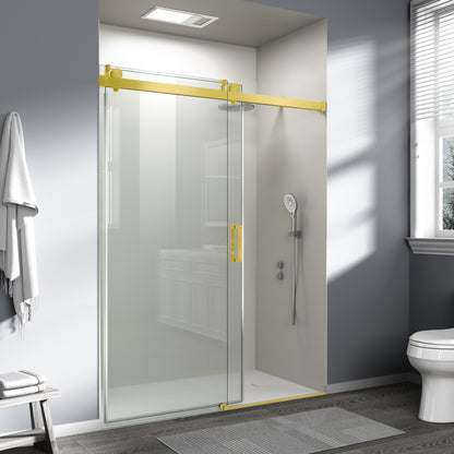 56" – 60" W x 76" H Frameless Soft-Close Single Sliding Shower Door, D01-60