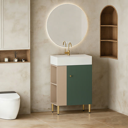 21.6" Open-Shelving Vanity Ceramic Sink
