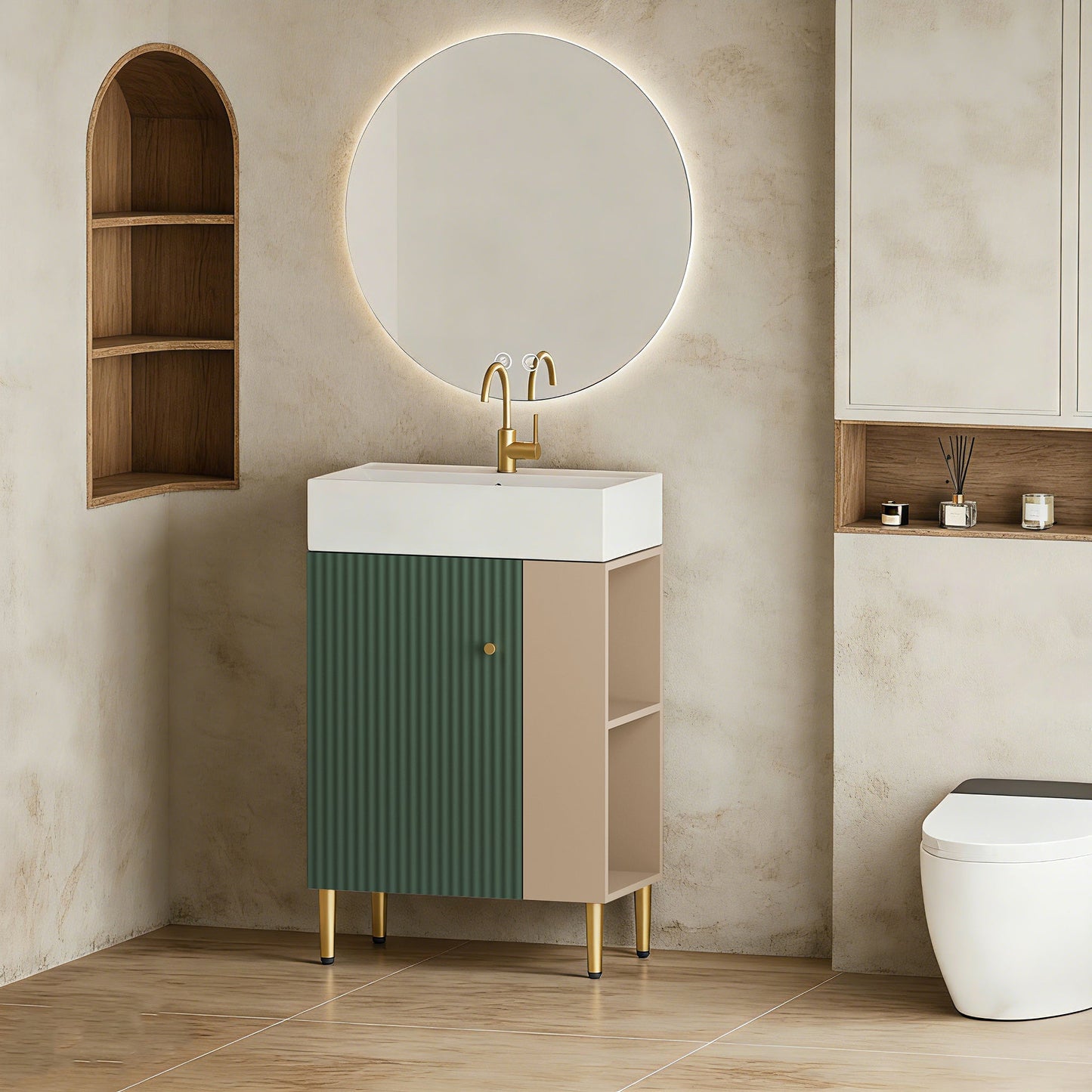 21.6" Open-Shelving Vanity Ceramic Sink