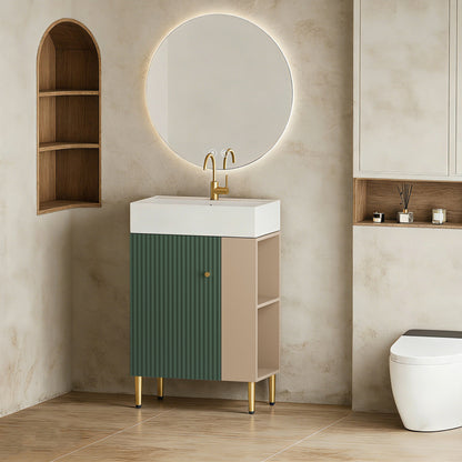 21.6" Open-Shelving Vanity Ceramic Sink
