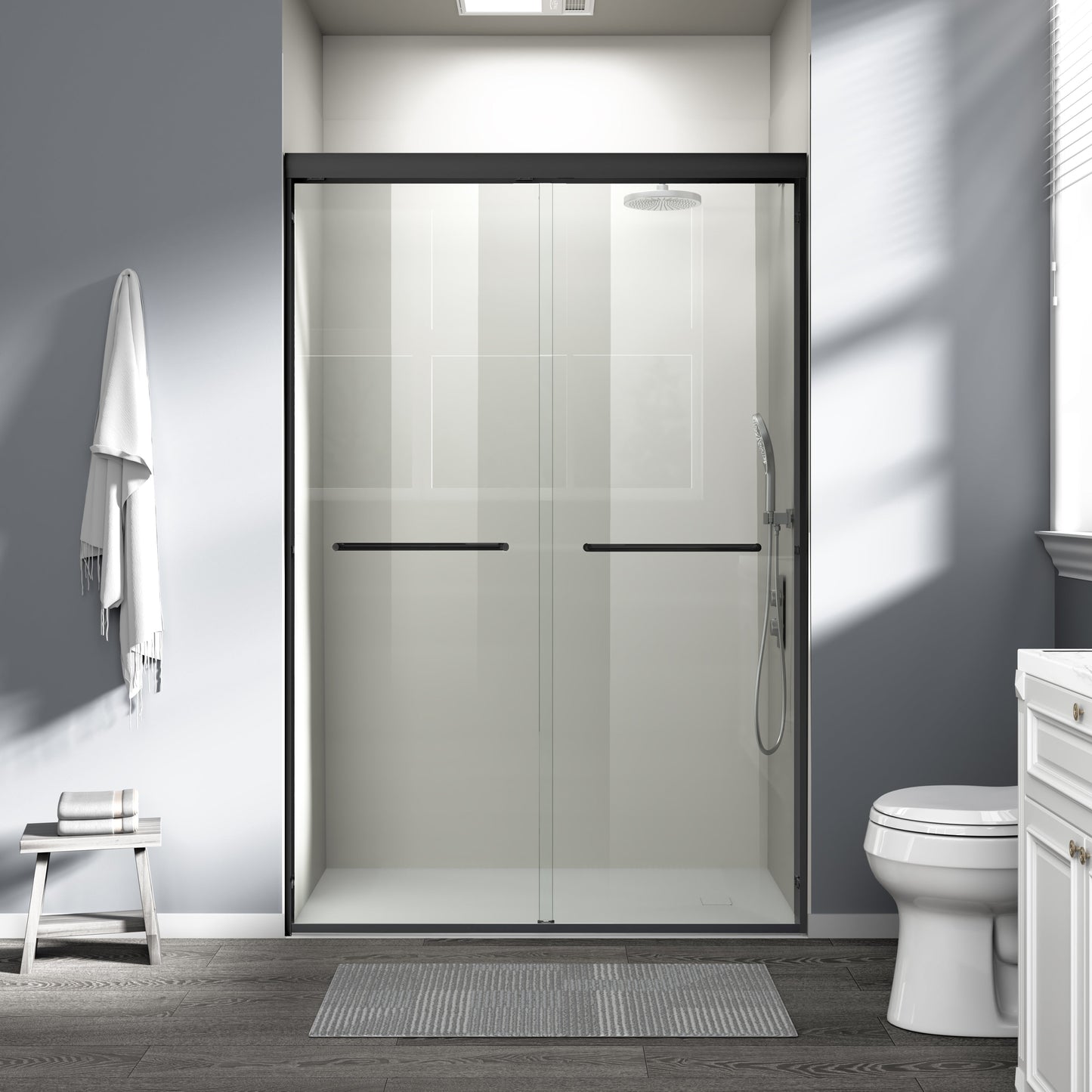 44" - 48" W x 72" H Semi-Frameless Double Sliding Shower Door, D03-48