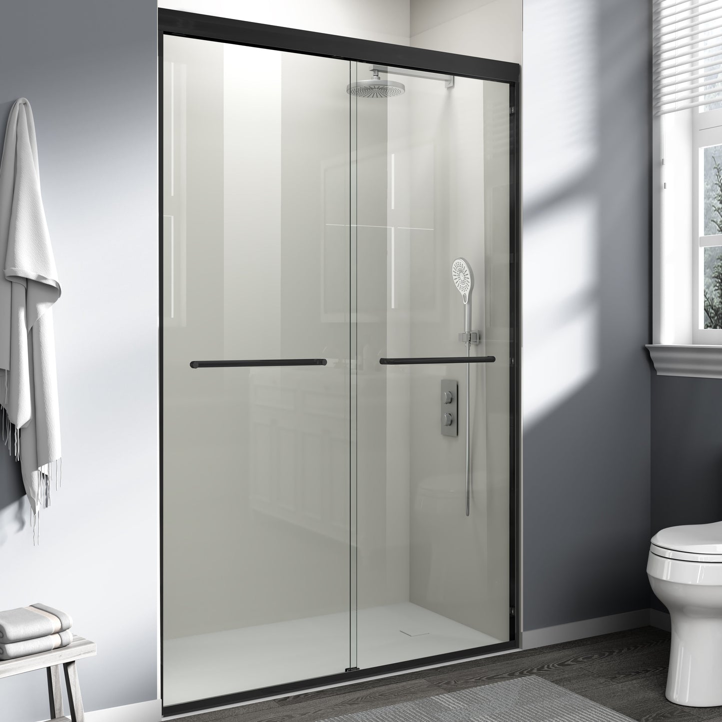 44" - 48" W x 72" H Semi-Frameless Double Sliding Shower Door, D03-48