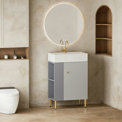 21.6" Open-Shelving Vanity Ceramic Sink