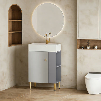 21.6" Open-Shelving Vanity Ceramic Sink