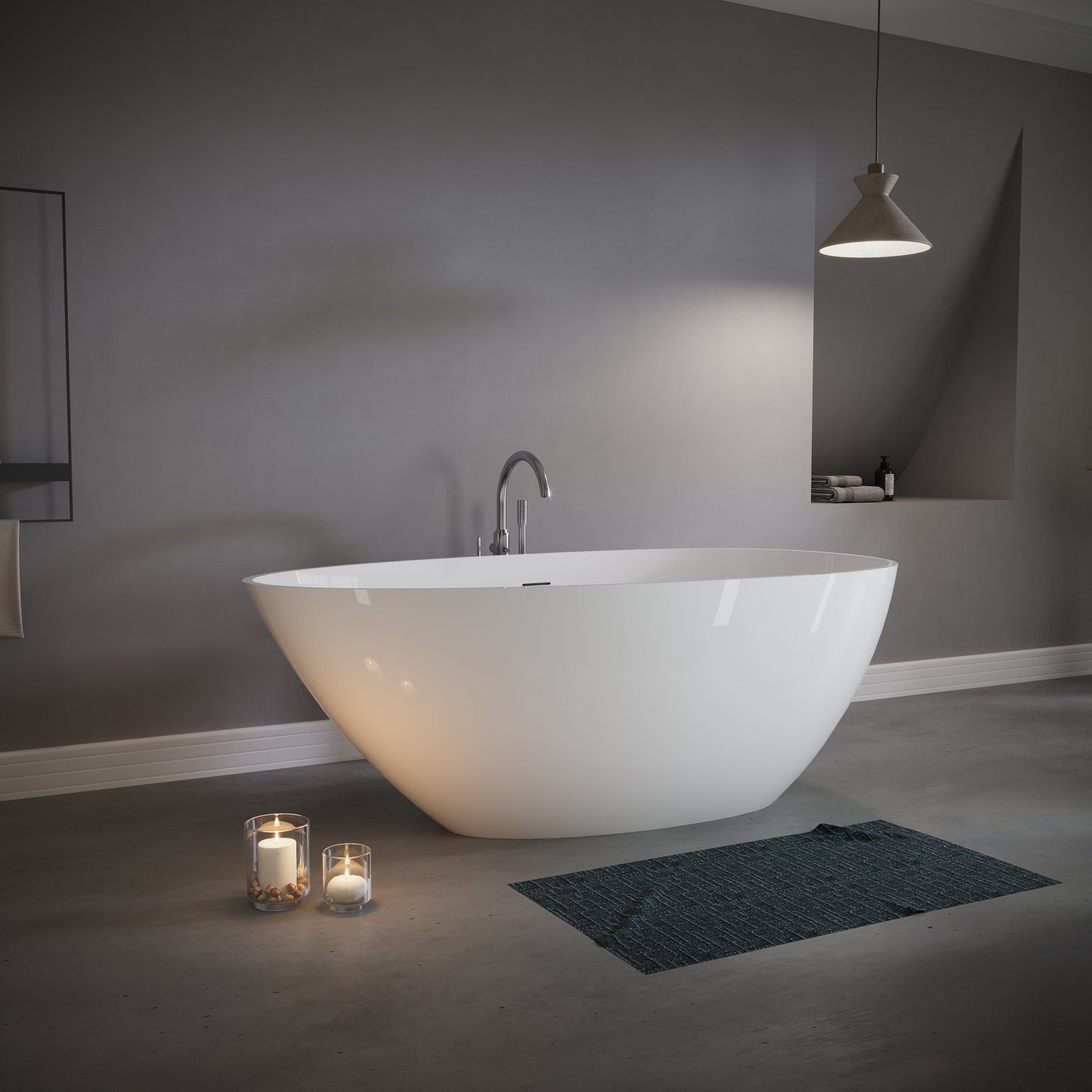 59" Freestanding Solid Surface Soaking Bathtub S02