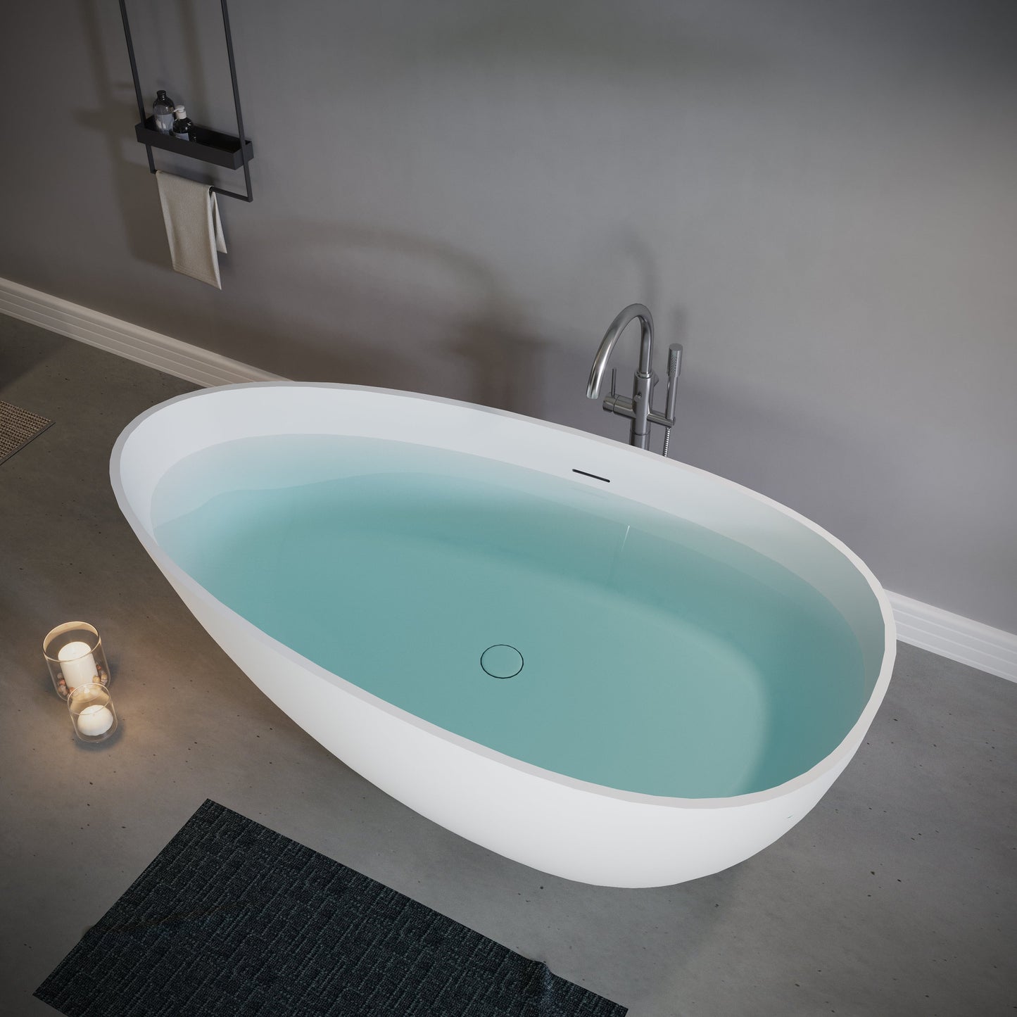 59" Freestanding Solid Surface Soaking Bathtub S02