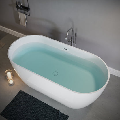 59" Freestanding Stone Resin Deep Soaking Bathtub S03-59