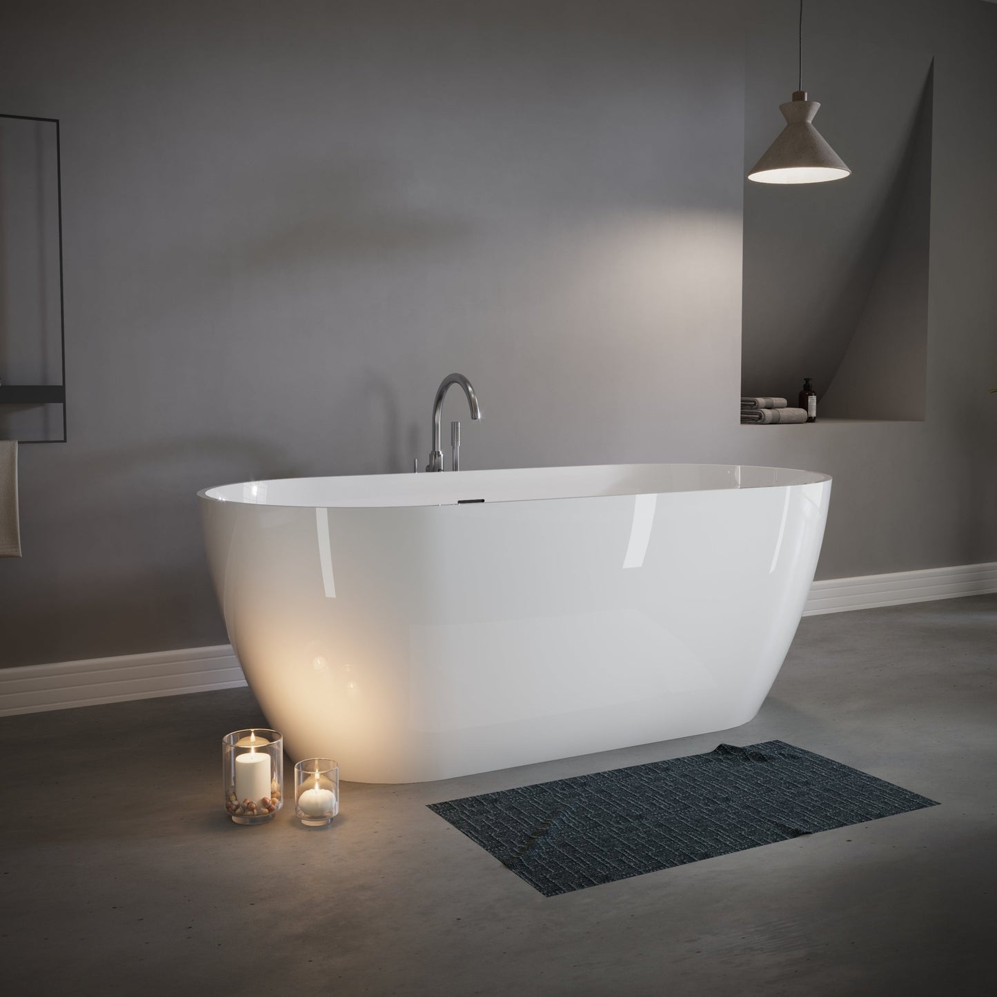 59" Freestanding Stone Resin Deep Soaking Bathtub S03-59