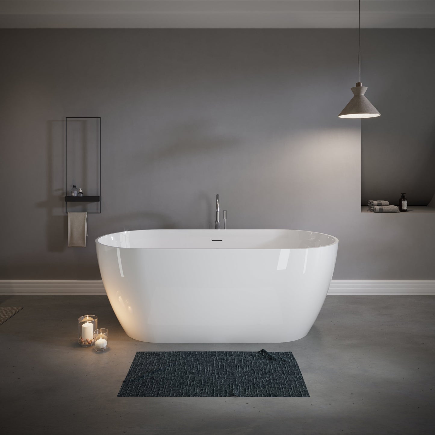 59" Freestanding Stone Resin Deep Soaking Bathtub S03-59