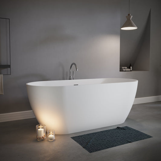 59" Freestanding Stone Resin Deep Soaking Bathtub S03-59