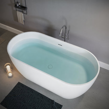 59" Freestanding Stone Resin Deep Soaking Bathtub S03-59