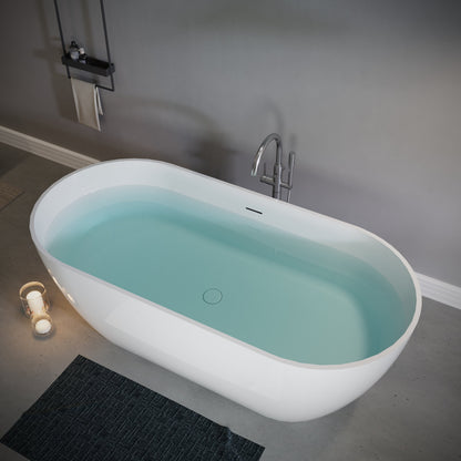 63" Freestanding Stone Resin Deep Soaking Bathtub S03-63