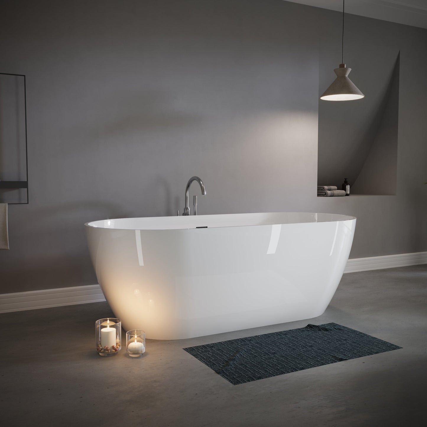 63" Freestanding Stone Resin Deep Soaking Bathtub S03-63