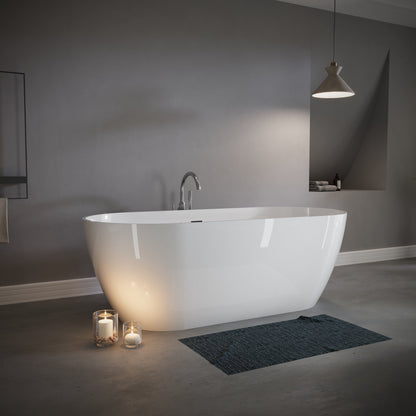 63" Freestanding Stone Resin Deep Soaking Bathtub S03-63