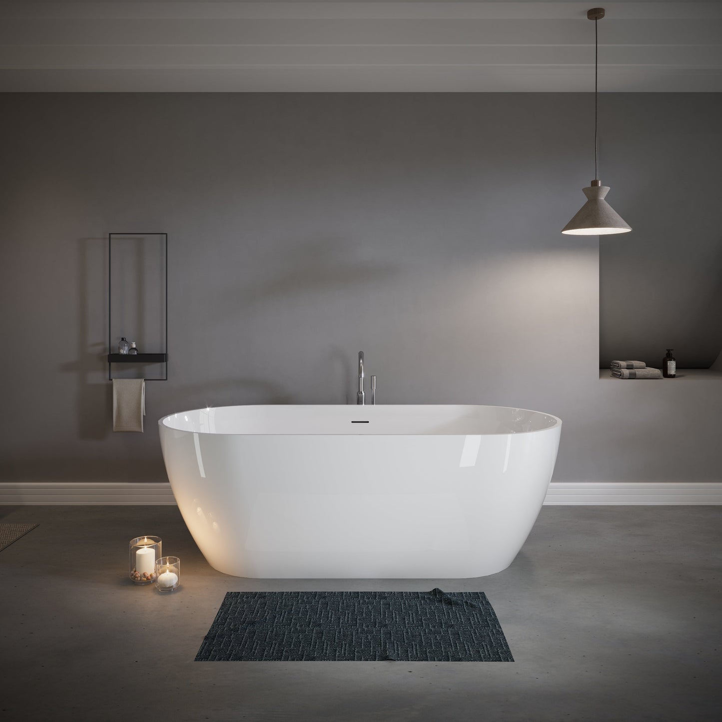 63" Freestanding Stone Resin Deep Soaking Bathtub S03-63
