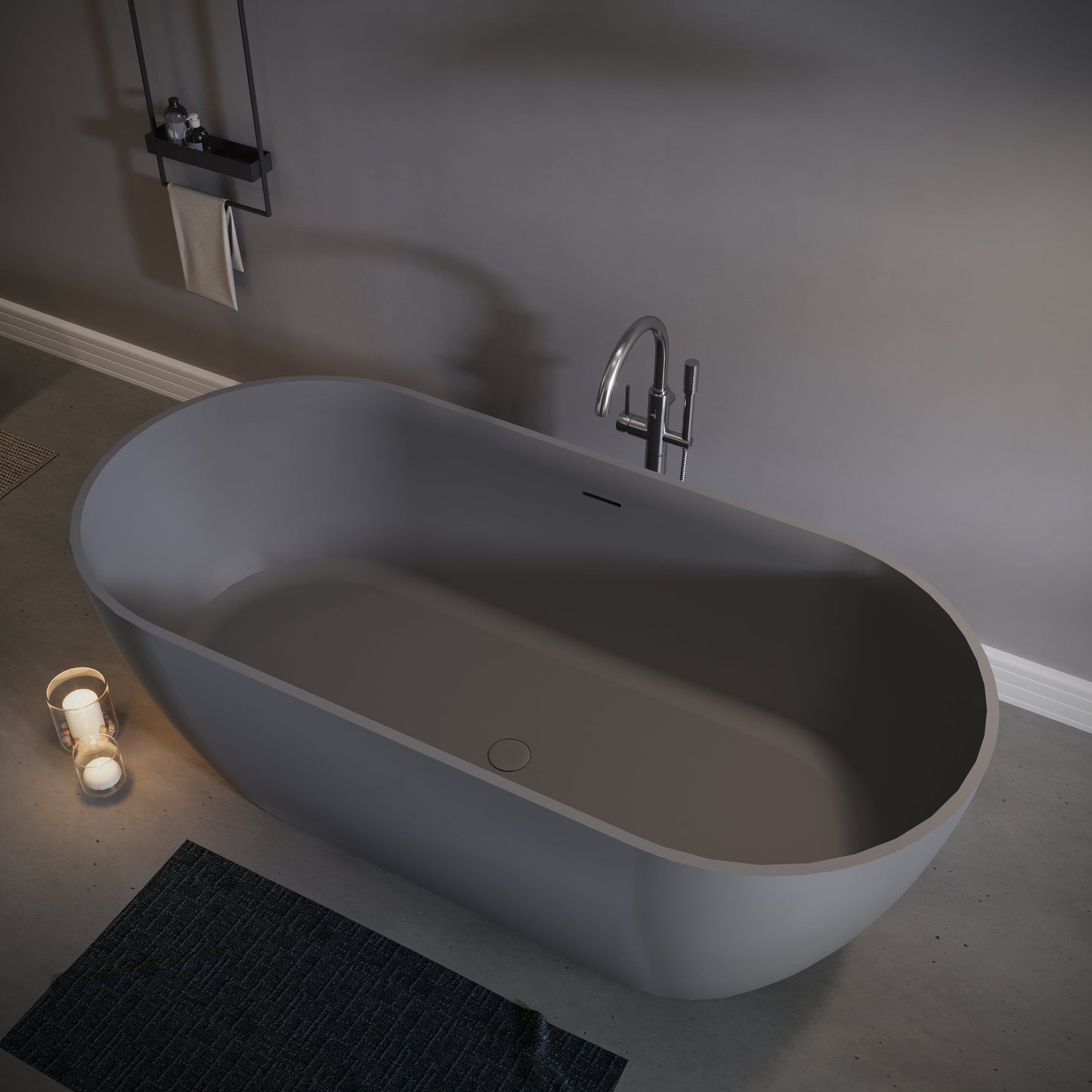 63" Freestanding Stone Resin Deep Soaking Bathtub S03-63