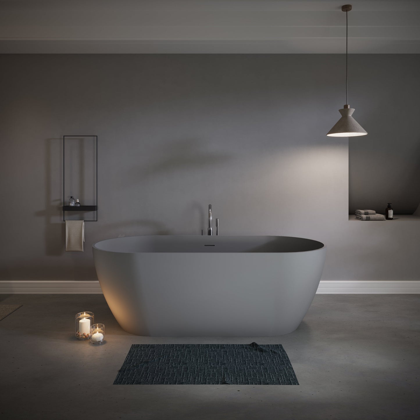 63" Freestanding Stone Resin Deep Soaking Bathtub S03-63