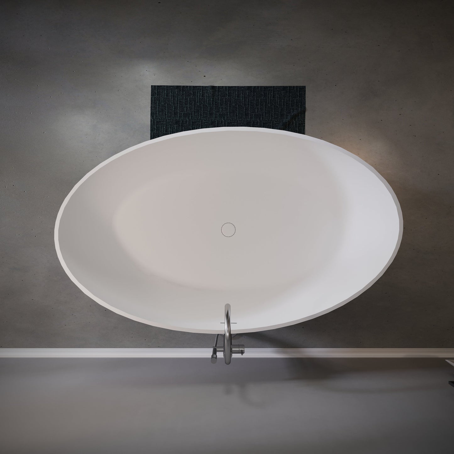 63" Freestanding Engineered Stone Resin Bathtub, Matte/Gloss White S05-63