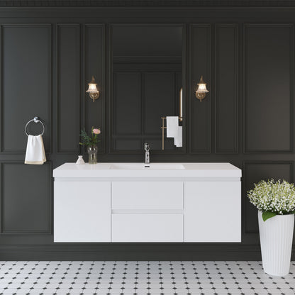 60" Angela - Floating Bathroom Vanity Single Sink Glossy White V11-60SGW