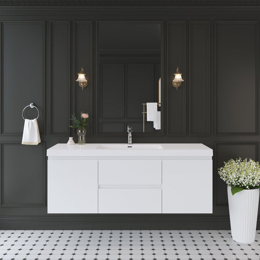 60" Angela - Floating Bathroom Vanity Single Sink Glossy White V11-60SGW