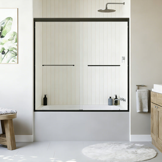 56" - 60" W x 58" H Semi-Frameless Double Sliding Tub Shower Door, D03-T60