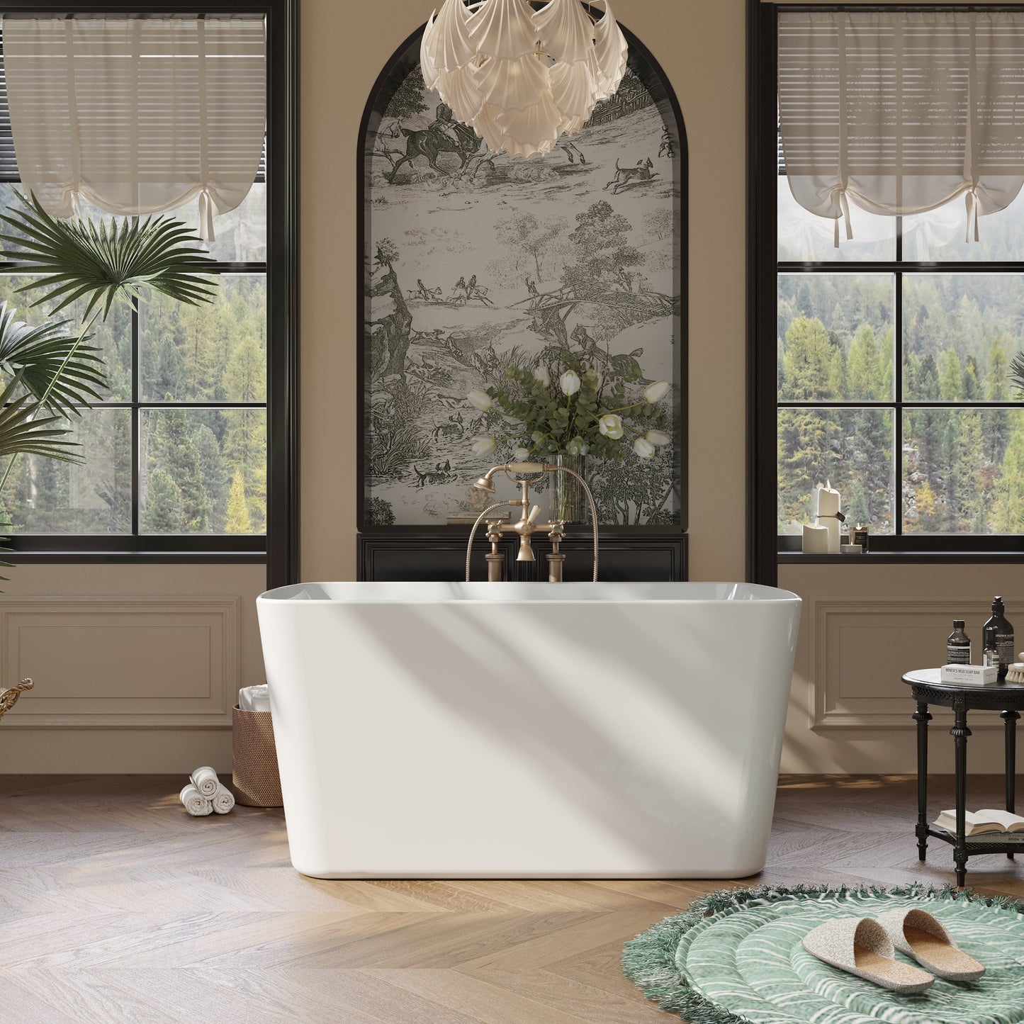 49" Acrylic Freestanding Japanese Sit-in Soaking Bathtub, Glossy White AMA-49
