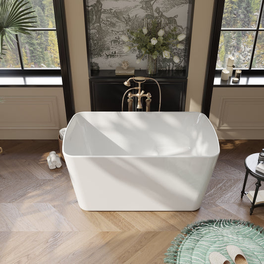 49" Acrylic Freestanding Japanese Sit-in Soaking Bathtub, Glossy White AMA-49