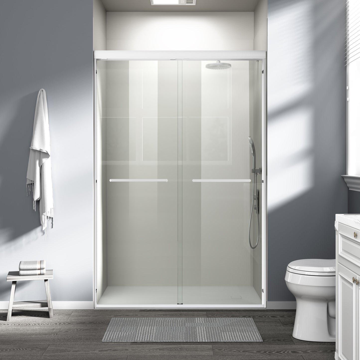 44" - 48" W x 72" H Semi-Frameless Double Sliding Shower Door, D03-48