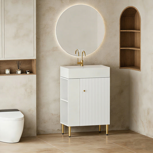 21.6" Open-Shelving Vanity Ceramic Sink