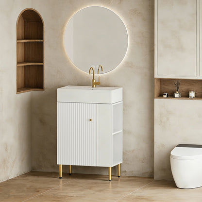 21.6" Open-Shelving Vanity Ceramic Sink