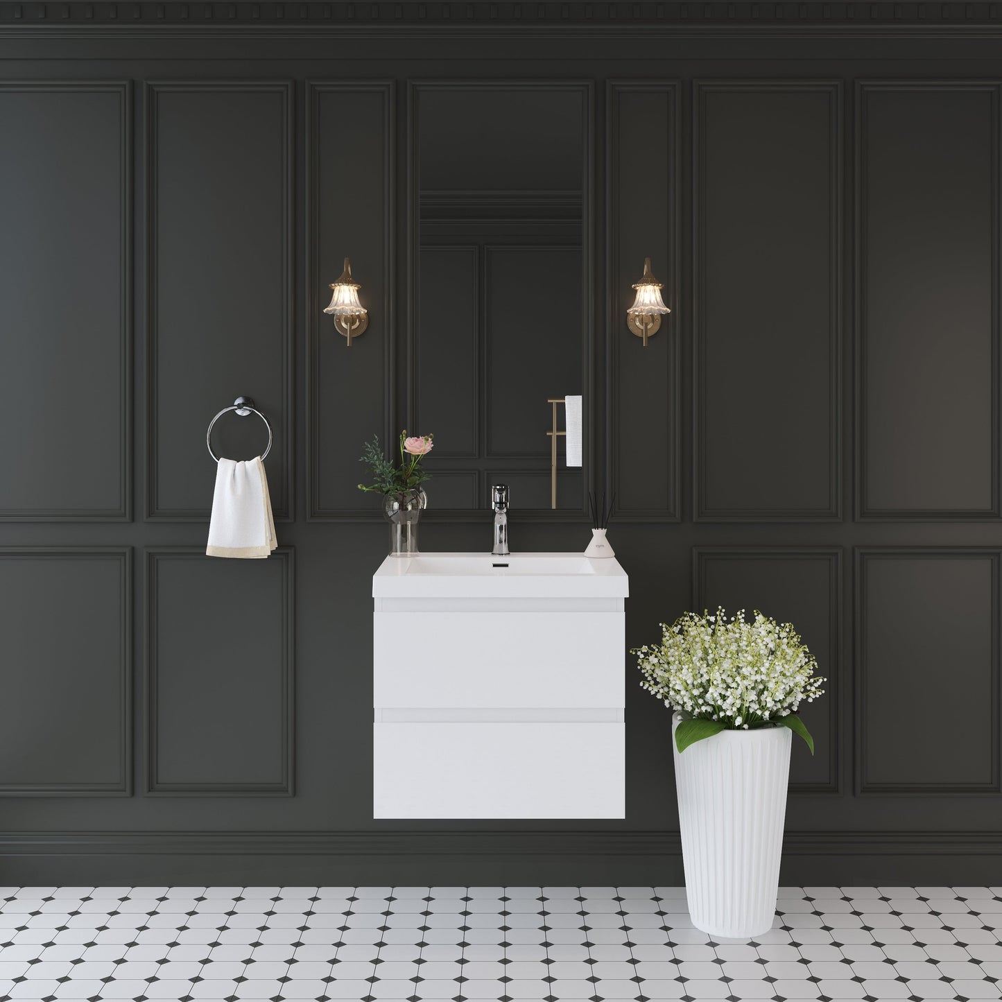 24" Angela - Floating Bathroom Vanity Glossy White