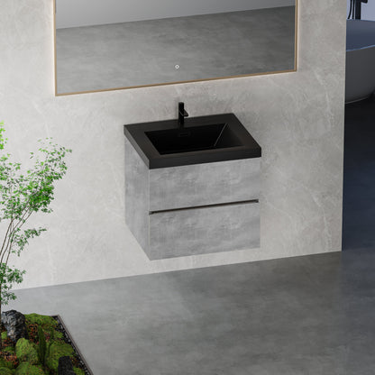 24" Edi - Modern Wall-mounted Bathroom Vanity V12-24GR