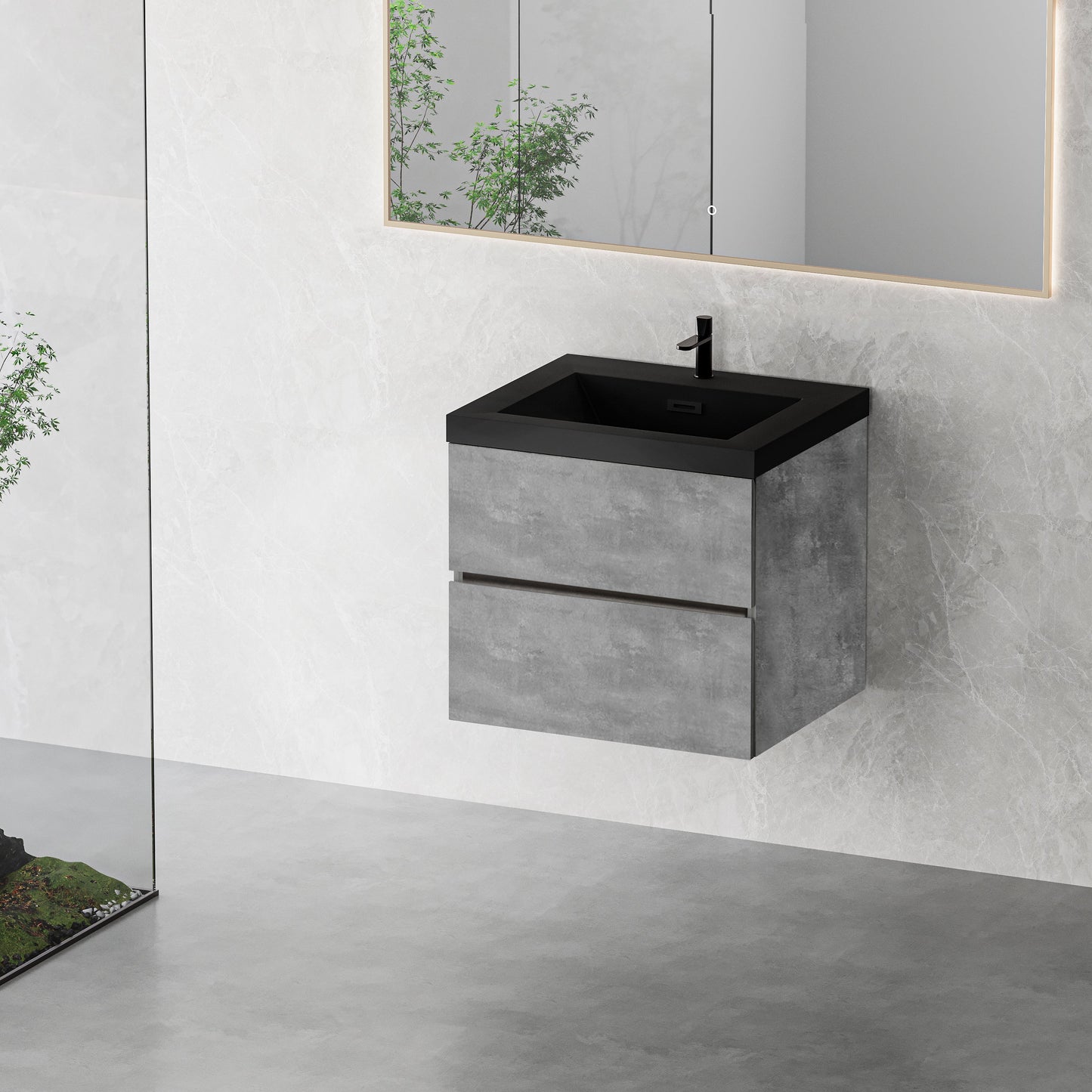 24" Edi - Modern Wall-mounted Bathroom Vanity V12-24GR